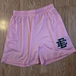 EE Eric Emanuel Pink Mesh Shorts w/ Elastic Waistband and Logo Size M